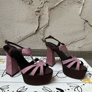 LA PERLA Glitter Platform Sandals size 7